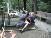 Blonde Fucked At The Cemetery By An Old Pervert