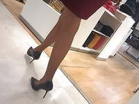 Milf with sexy legs high heels and pantyhose