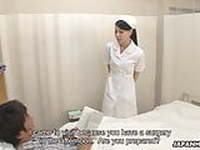 Japanese nurse, Ren Azumi fucks a patient, uncensored