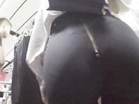 Cute butt in black tight pants