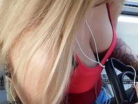 blonde girl deep cleavage part1