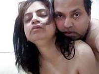 Delhi bhabhi enjoying boobs press by husband 