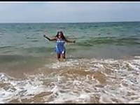 Mini Richard Big Boobs Beach Run With Blue Bikini 2