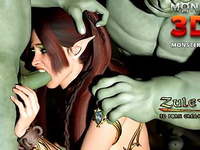 Elf girl gangbanged by two brutal Goblins. 3D Porn Cartoon