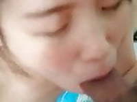 Chinese beauty blowjob cum in mouth